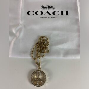 COACH NEW RHINSTONE RARE GOLD BALL CHAINED NECKLACE